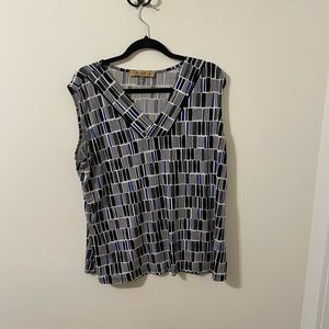 Purple and black rectangular patterned nipon boutique sleeveless blouse in 1x